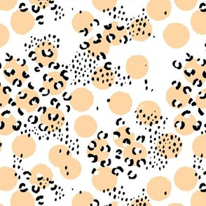 Polka dots and leopard spots minimal boho jungle honey yellow  white black
