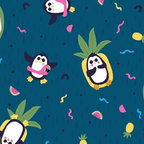 Penguin pool party in navy