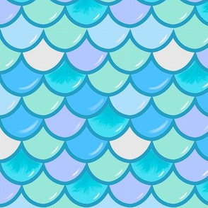 Mermaid Fish Scales Aqua Blue Green & lilac