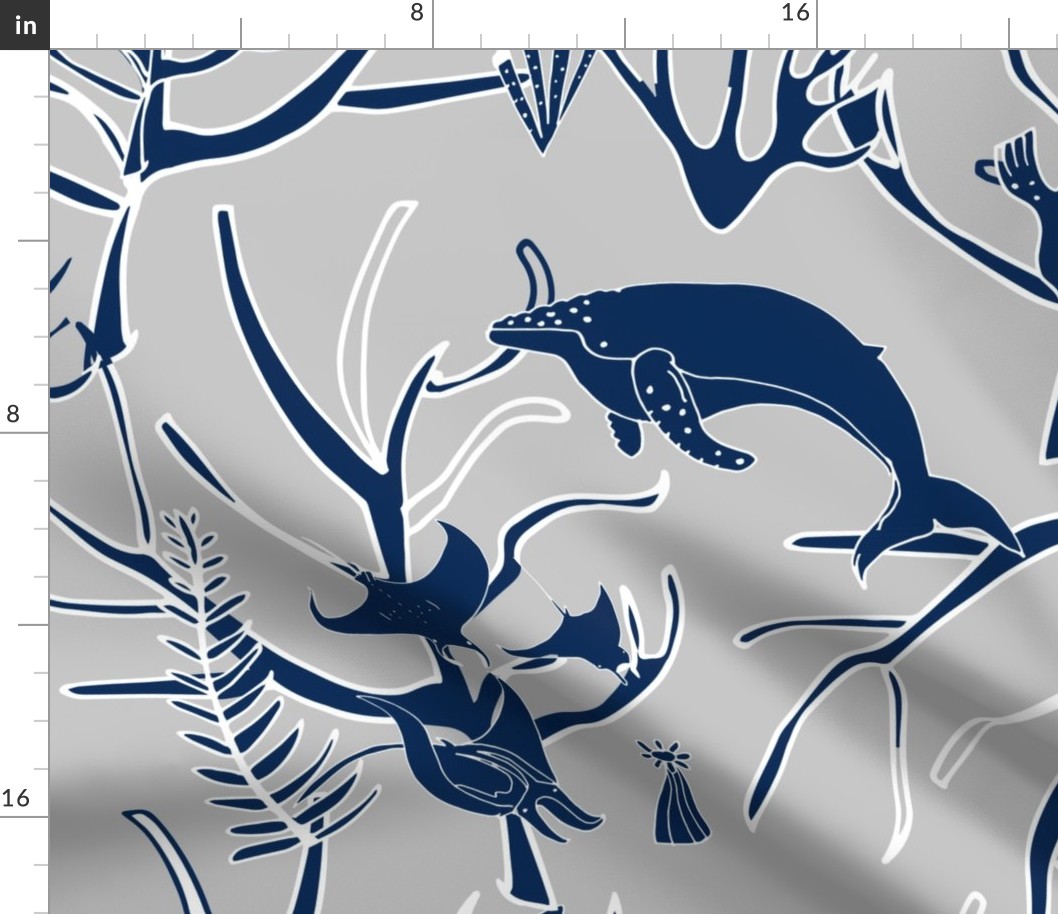 Nautical Toile de Jouy Grey