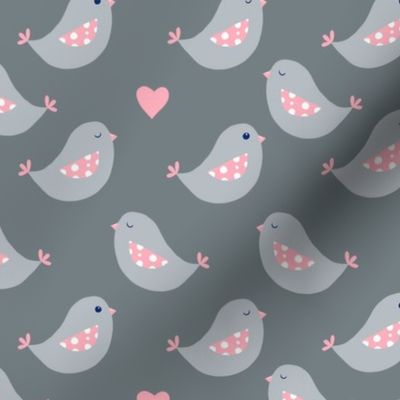 Modern Simple Birds on Grey