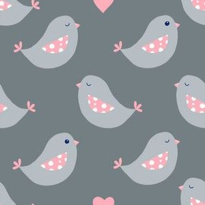 Modern Simple Birds on Grey