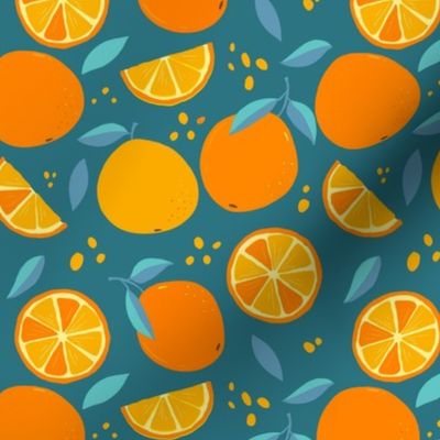 Fruit Oranges On Teal