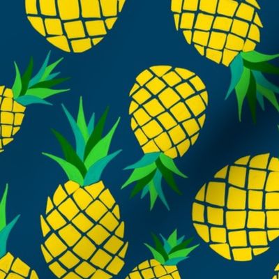 (L) Fruit Pineapples on dark blue