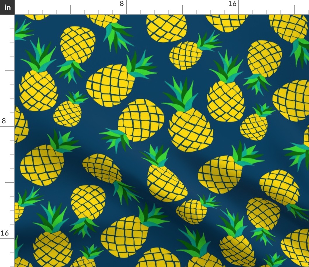 (L) Fruit Pineapples on dark blue