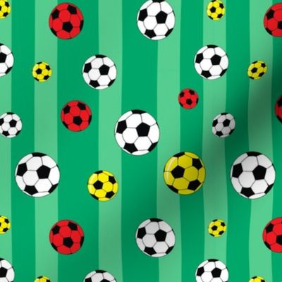 Soccer Footballs Sport Green Stripes