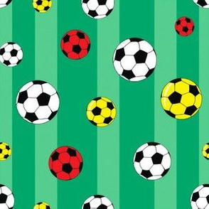 Soccer Footballs Sport Green Stripes