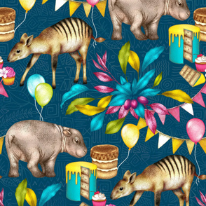 Africa is My Happy Place - tropical west Africa inspired toile on navy 
