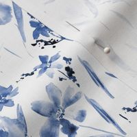 Classic blue ethereal wildflowers -watercolor tonal florals for modern home decor, bedding, nursery