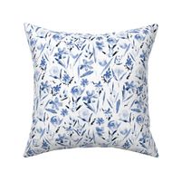 Classic blue ethereal wildflowers -watercolor tonal florals for modern home decor, bedding, nursery