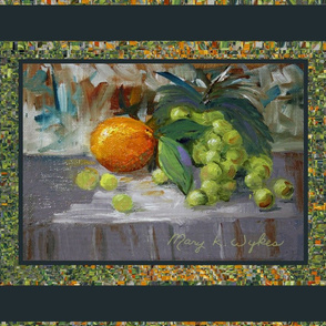 Oranges and Grapes Tea Towel - an Original Oil Painting