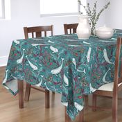 Narwhal Toile - teal blue
