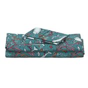 Narwhal Toile - teal blue