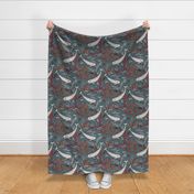 Narwhal Toile - grey, large print