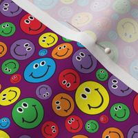 4" Rainbow Smiley Faces Pattern Purple