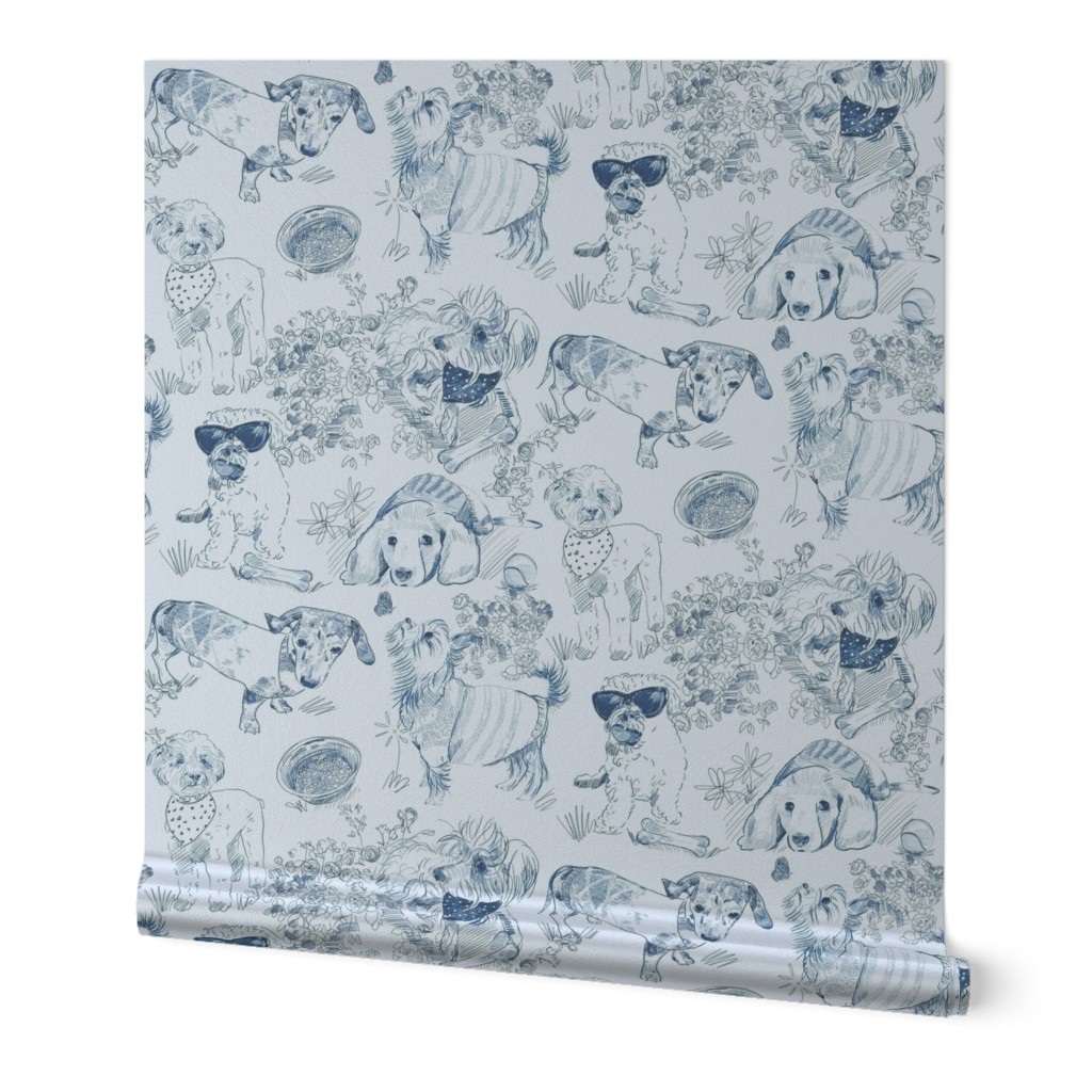 Dog Park Toile // Navy (Large Scale)