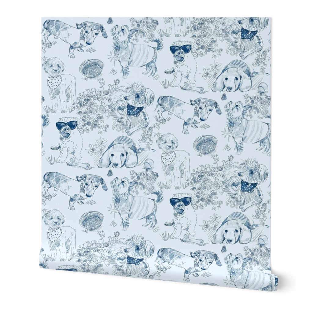 Dog Park Toile // Navy (Large Scale)