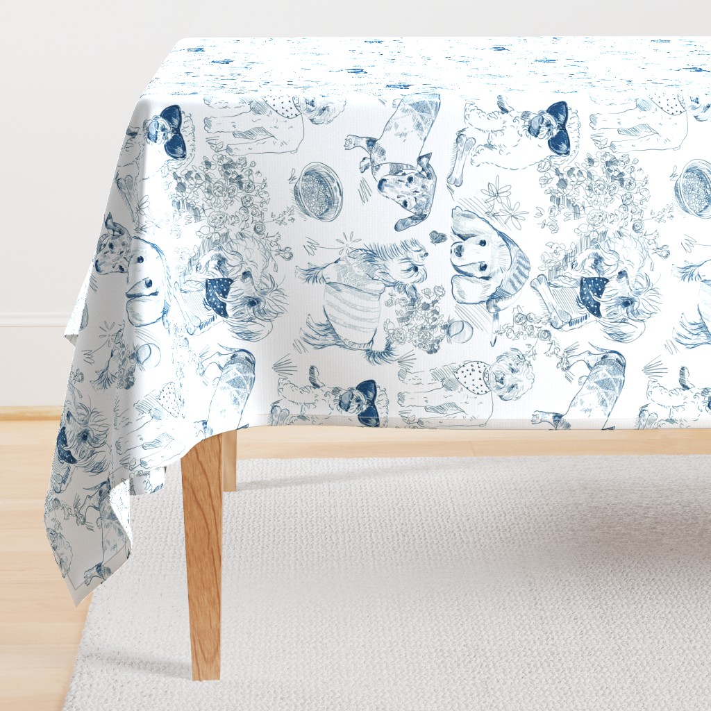 Dog Park Toile // Navy (Large Scale)