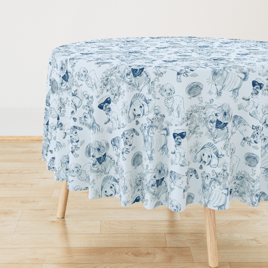 Dog Park Toile // Navy (Large Scale)