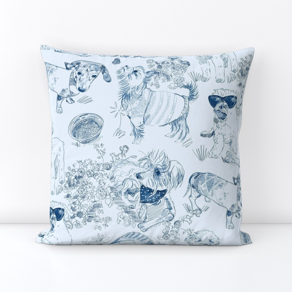 Dog Park Toile // Navy (Large Scale)