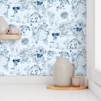 Dog Park Toile // Navy (Large Scale)