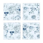 Dog Park Toile // Navy (Large Scale)