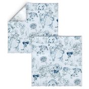 Dog Park Toile // Navy (Large Scale)