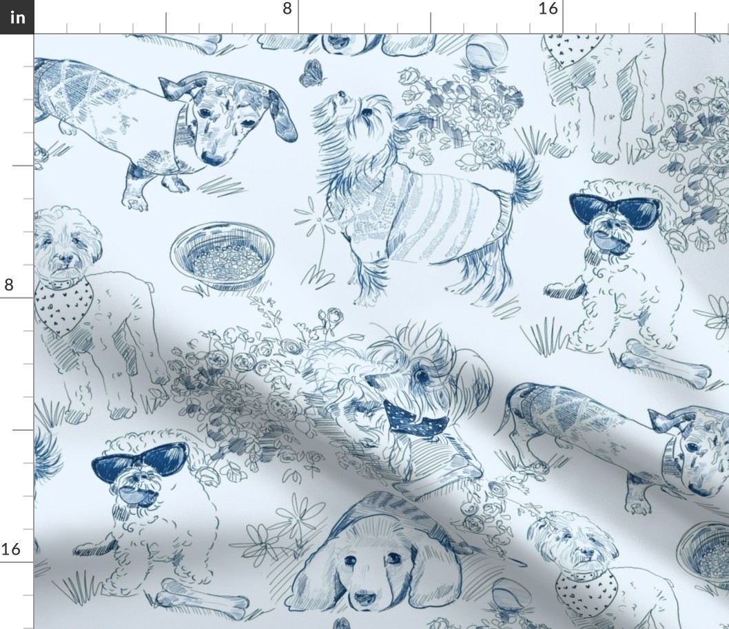Dog Park Toile // Navy (Large Scale)