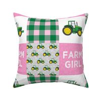 Farm Girl  - Tractors - Green and Pink - Plaid  - LAD20