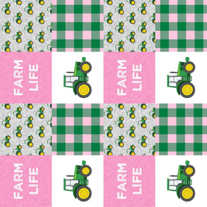 Farm Life - Tractors - Green and Pink - Plaid (90) - LAD20