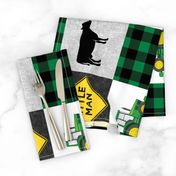 Little Man - Tractors and cow - Green and Black - Plaid (90) - C20BS