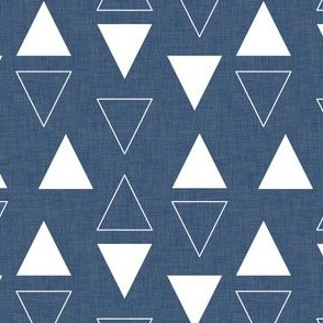 white triangles on navy linen 1 inch