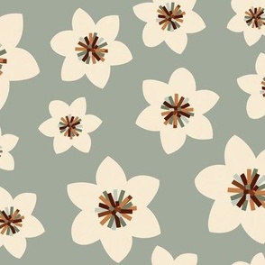 Normal scale • Boho flower - sage green background