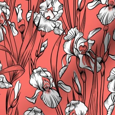 Toile Just Iris Small | Coral+Black+White