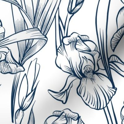 Toile Iris Flowers | Navy + White