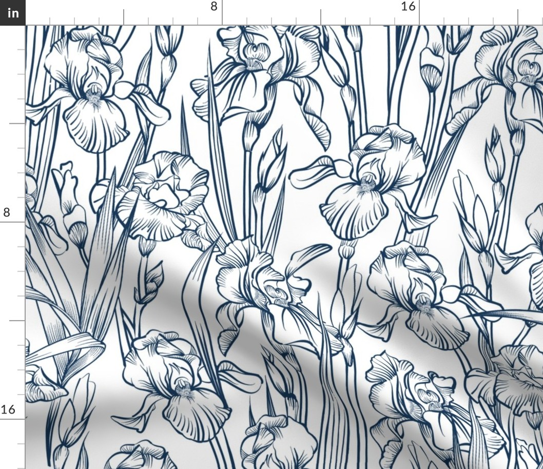 Toile Iris Flowers | Navy + White