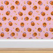 halloween pumpkin candy buckets - trick or treat jack o lantern, candy corn, halloween candy - pink - LAD20