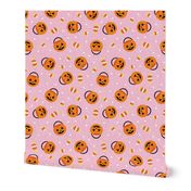 halloween pumpkin candy buckets - trick or treat jack o lantern, candy corn, halloween candy - pink - LAD20