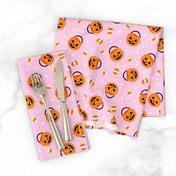 halloween pumpkin candy buckets - trick or treat jack o lantern, candy corn, halloween candy - pink - LAD20