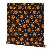 halloween pumpkin candy buckets - trick or treat jack o lantern, candy corn, halloween candy - black - LAD20