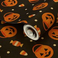 halloween pumpkin candy buckets - trick or treat jack o lantern, candy corn, halloween candy - black - LAD20