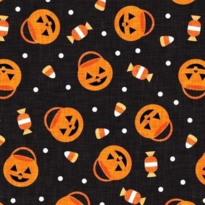 halloween pumpkin candy buckets - trick or treat jack o lantern, candy corn, halloween candy - black - LAD20