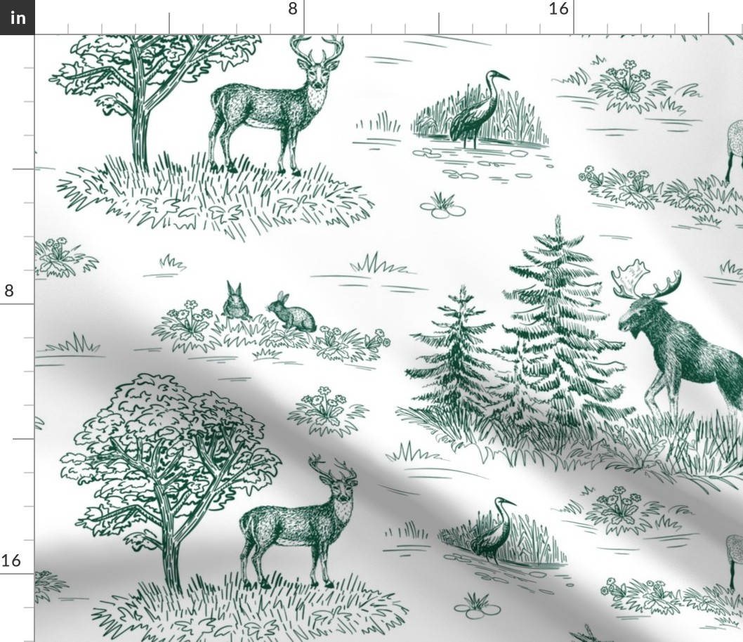 Animals toile de Jouy Fabric | Spoonflower