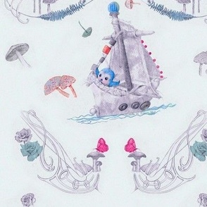 9x18-Inch Half-Drop Repeat of Sweet Dreams Toile de Jouy