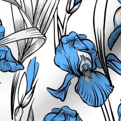 Toile Just Iris | Light Blue+Black+White