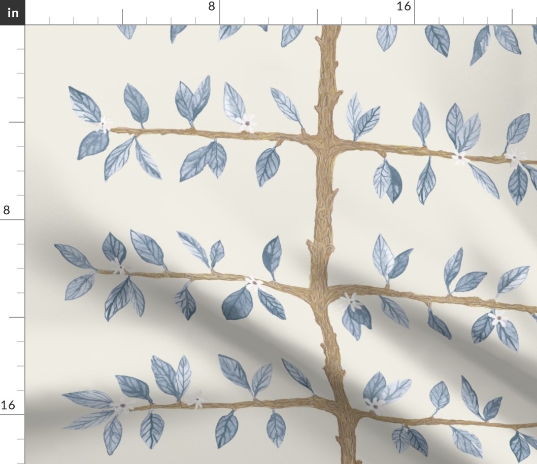  Cream Soft Blue Espalier Branch