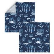 hippo and bird toile