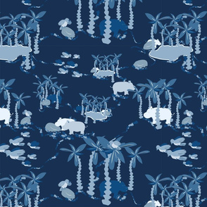 hippo and bird toile