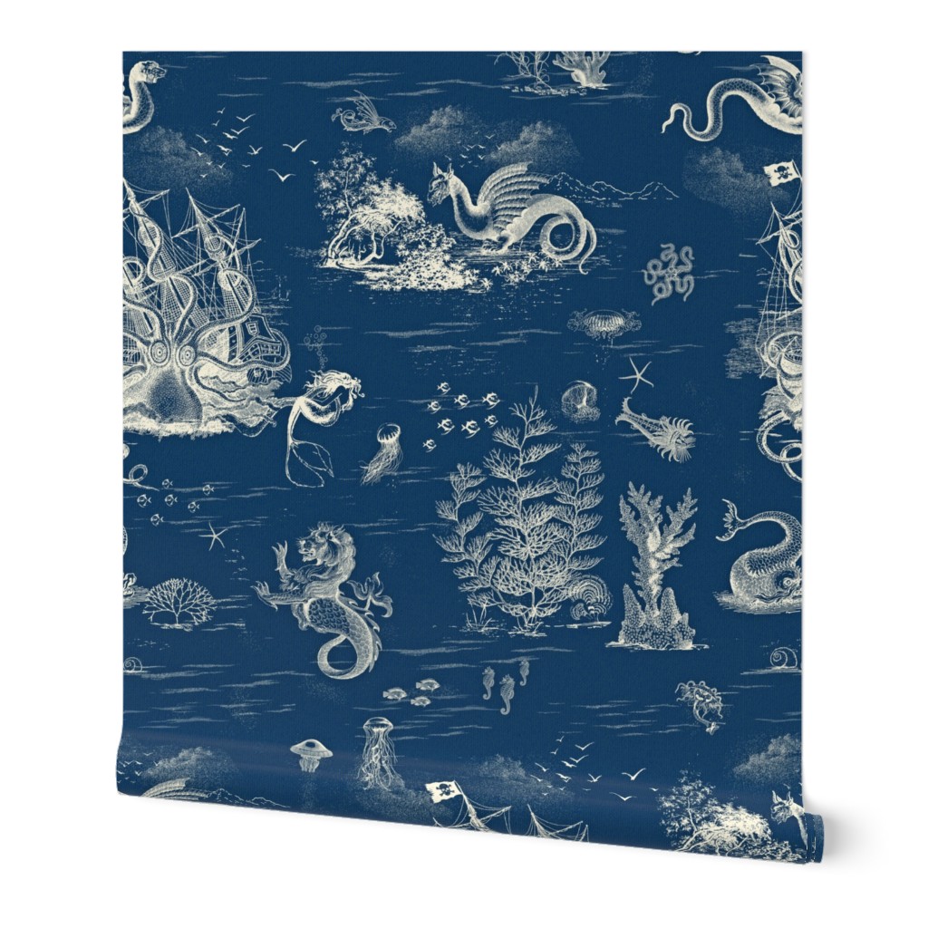 TOILE DE MER - OFF WHITE ON BLUE