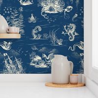 TOILE DE MER - OFF WHITE ON BLUE